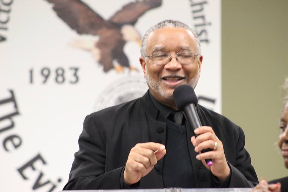 Dr. Gary L. Cordon, Sr. preaching in the pulpit of Victory Temple Church of God in Christ, The Evidence Church