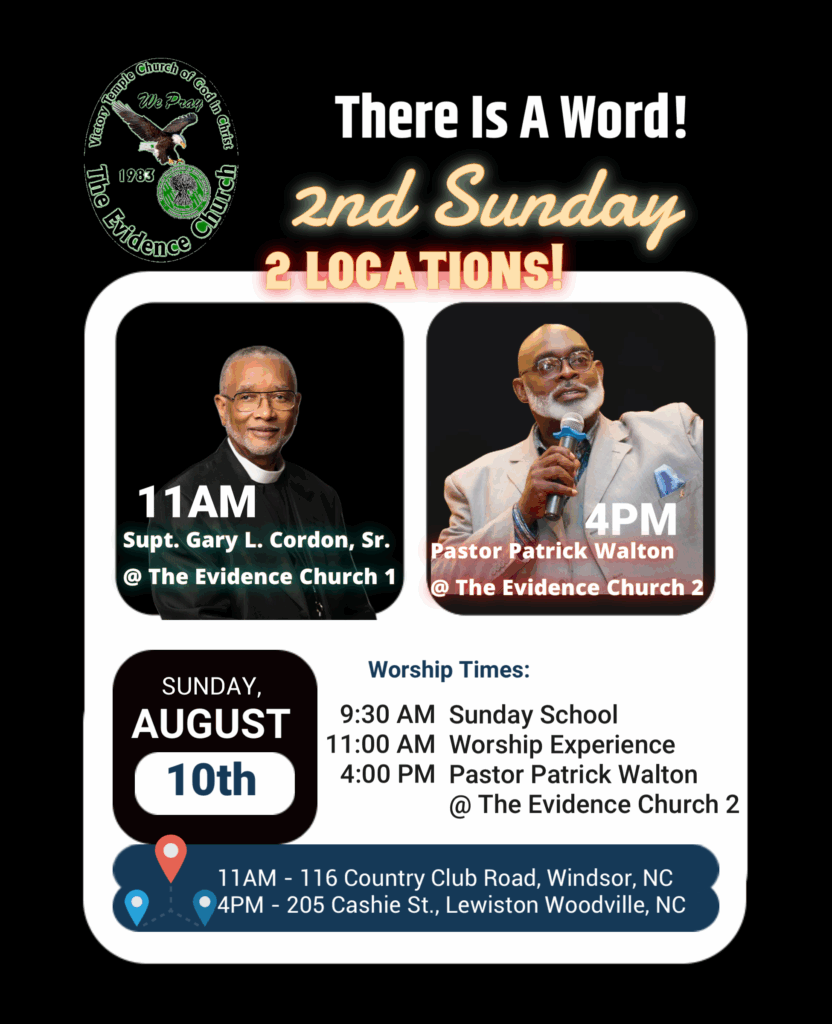 Join us at both locations today! The Evidence Church 1 at 11AM and The Evidence Church 2 at 4PM. 