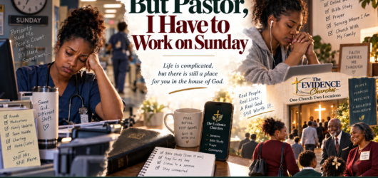 Healthcare worker on a Sunday shift staying connected through prayer, Bible study, online worship, and The Evidence Churches.